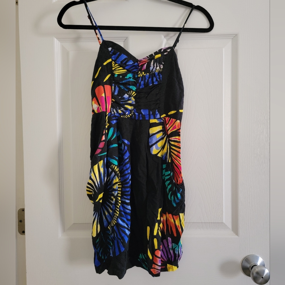 M Black Floral Summer Dress with Pockets